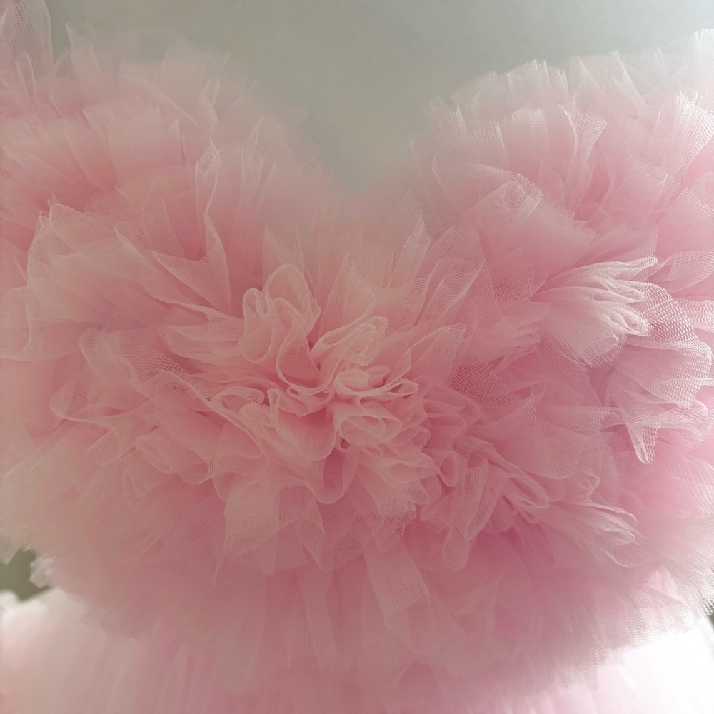 NEW Tulle Maternity Dress for Photoshoot Bridal Robe Light Pink NWOT Size L - Picture 6 of 13